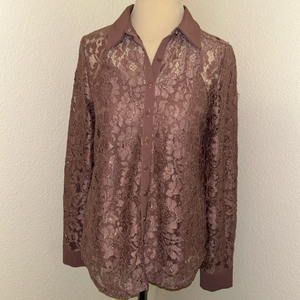 Gorgeous Mauve Lace Collared Top & Camisole S Small 6 or 8